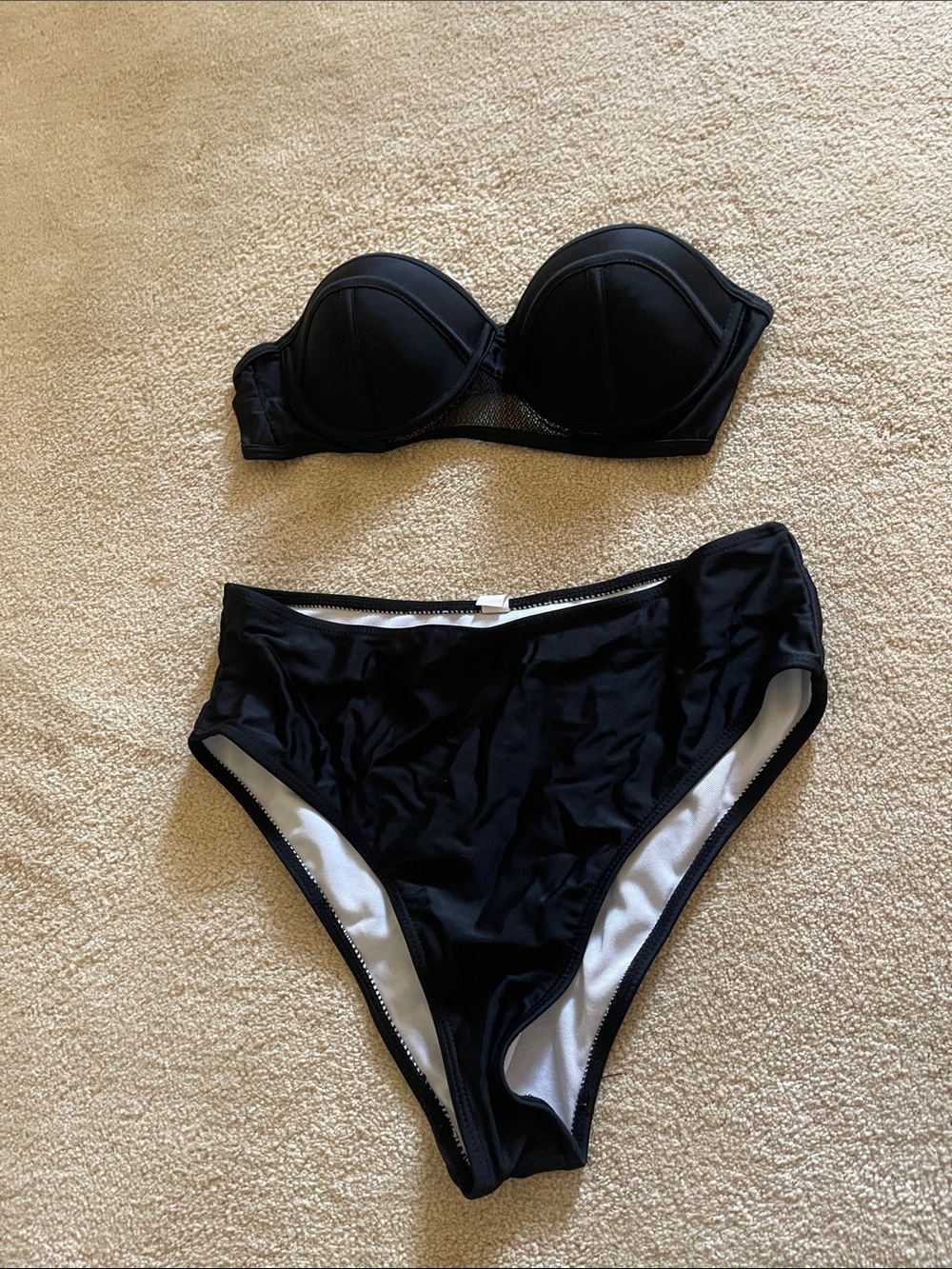 Target Black Bandeau Bikini Set - Strapless Top & High-Waist Bottom